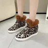Boots Women's Leopard Print Snow Winter Warm Slope Heel Large Size Shoes Round Head Comfort Flats Botas De Invierno Mujer