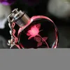 Portachiavi moda colorata fata rosa modello di fiore forma di amore strass di cristallo LED luce portachiavi amante portachiavi portachiavi gioielli