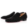 Men Oxfords Buty Dress Party Booper Flats Greghost Flat Black Leather and Spiked Shoe Luxury Paris Designer Niski Heeled Classic Brand