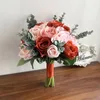 Wedding Flowers Bouquet For Bride Red Pink Silk Roses Artificial Marriage Bridal Bridesmaids Holding Flower Accessories