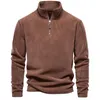 Sweats à capuche pour hommes Sweat-shirts d'hiver pour hommes Couleur unie Épaissir Veste chaude Fermeture éclair Col Pull Sweat-shirt Polaire de qualité Colthing