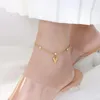 Enkelbanden roestvrij staal geometrische perzik hart armbanden eenvoudig ontwerp zirkoon cadeau voor vrouwen gotische voet enkelband accessoires sieraden