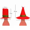 Décorations De noël 10 pièces/lot décoration De la maison De Navidad 2023 Para El Hogar bouteille De vin couverture De noël rouge haut casquette chapeaux