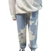 Men's Jeans Men Long Jeans Tie-Dye Middle-Waist Washed Baggy Loose Denim Pants for Boys BlackPinkLight Blue 231102