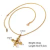 Retro PVD Gold Plated Twisted Long Chain Stainless Steel Inlaid Agate Gemstone Cross Pendant Necklace for Women