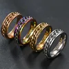 Wholesale Trendy 6mm Stainless Steel Rotating chain Spinner rings wedding Engagement tail ring for men women