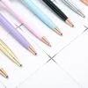 PCS CANDY COLOR BALLPOIPS PEN 학교 사무실 공급 웨딩 편지지 크리스탈 다이아몬드 금속 로즈 골드 펜