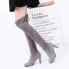 Boots Over The Knee Women Boots Botas Mujer Invierno In Stretch Fabrics High Heel Slip on Shoes Pointed Toe Long Botte Femme 231102