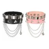 Link Bracelets Punk Style Couples Rivet Snap Bracelet Five-pointed Star Non-mainstream Rock PU Leather Chain Jewelry