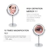 Compact Mirrors 10X Magnifying Makeup Mirror With Light LED Cosmetic Mirrors Round Shape Desktop Vanity Mirror Double Sided Backlit Mirrors 231102