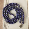 Strand 8mm Mala Bracelet Natural Lapis Lazuli kralen Meditatie Tibetaanse genezende mannen Sieraden