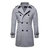 Men's Trench Coats 2023 Autumn And Winter Medium-length Tweed Coat Long Jackets Casual Fashion Windproof Clothing Double Breasted XXL