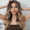 Perucas sintéticas Easihair Longo Ombre Brown Wavy WAGS PARA MULHERES PARTEM CHETNET CHETTNUT resistente à parte média Cosplay Wig 2302227