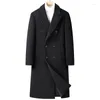 Vestes pour hommes Hommes Laine Mélange Trench-Coat Automne Hiver Double Pois Long Pois 2023 Mode Casual Revers Encoché Classique Pardessus Homme