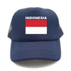 Casquettes de balle Indonésie Casquette de camionneur Été Hommes Cool Country Flag Chapeau Baseball Unisexe Filet en maille extérieure