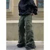 Men's Pants Street White Multi pocket Overalls Harajuku Style Loose Casual Trousers Straight Mopping Autumn 230403