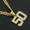 Colliers pendants hip hop glacés dans des strass complètes chaîne de liaison cubaine Numéro de couleur 50 Collier pour hommes