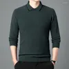 Men's Sweaters Real Sheep Wool Jumper Autumn & Winter Casual Turn Down Collar Knit Clothes Pullover Male Pure Sweater