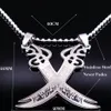 Retro Imam Ali Sword Muslim Islam Knife Necklace Jewelry Stainless Steel Arabic Pendant Necklaces For Men Women jewlery N403S02 Y0241H