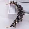 Barokke handgemaakte zwarte kristal kralen bruids tiara's kroon strass diadeem optocht sluier tiara hoofdbanden bruiloft haaraccessoires Y280I