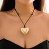 Choker DIEZI Sweet Cool Simple Big Heart Pendant Necklace For Women Adjustable Black Velvet Rope Chain Collar Chokers Jewelry