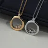 Chains Classic Summer Jewelry Women's Round Clear Glass Pendant Shiny Necklace Party Birthday Gift Accessory