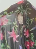 Pijamas femininos estampa floral contraste malha plissado hem cami camisola noiva roupa de dormir babydoll vintage vestido de dormir