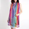 Sjalar Rainbow Scarf Jacquard Shawl Paisley Silky Gradient Pashmina näsduk Bohemiska etniska fransade vinterkvinnor filt halsdukar 231102