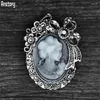 Brooches Vintage Bowknot Cameo Antique Silver Plated Fashion Resin Flower Rhinestone Brooch For Women BR29