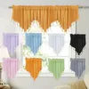 Vorhang Einfarbig Dreieck Form Kurze Stange Tasche Fenster Halb Voile Mit Perlen Quasten Für Cafe Bar Küche Hause decor