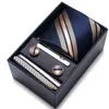 Papillon in seta 100% cravatta di marca fazzoletto gemelli per uomo cravatta confezione regalo per le feste accessori per abiti in oro blu slim Gravatas da sposa 231102