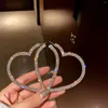 Kolczyki obręcze 1 para Big Heart Drop Dangle Crystal Biżuteria Weddna impreza