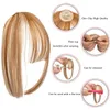 Bangs SHANGZI False Synthetic hair Hair Extension Fake Fringe Natural clip on bangs Light Brown HighTemperature 231102