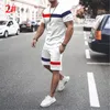 Men S Tracksuits Summer T -shirt Set 100 Synthetisch materiaal comfortabel en coole mannen tracksuit t -shirt shorts outfits sets oversized doek 230403