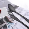 식기 세트 24 개 PCS Black Western Cutlery Set Mirror 18/10 스테인레스 스틸 디너 나이프 포크 스푼 식기 식탁