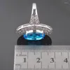 Necklace Earrings Set Hight Quality Silver Color Sky Blue Zirconia For Women Wedding Crystal Bracelet Pendant Ring QS0288