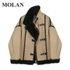 Mulheres Down Parkas Molan Lambs Lã Mulher Sobretudo Plus Solto Patchwork Casual Parques Quente Elegante Casaco de Inverno Jaqueta Botão-Up Feminino Chic Outwear 231102