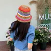 Wide Brim Hats Bucket Hats Tourist Hat Colorful Striped Shade Fisherman Hat Hand Knitted Straw Hat Ladies Rainbow Sun Protection Hat 230403