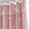 Curtain 1pcs Simple And Modern Princess Style Punch Curtains Bedroom Bay Window Balcony Shading Rental House Shade Cloth Top F8469