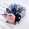 Fashion Flower Yarn Hair Rope Elegant Faux Crystals Rhinestone Bow Hairband For Women Girls Bun Ponytail Scrunchies Hair Jewelry