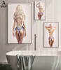 セクシーなセミノード裸のブロンドの女性キャンバスポスターとプリント絵画女の子の壁写真バスルームリビングルームの芸術8525915
