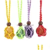 Cell Phone Straps Charms Natural Crystal Stone Quartz Net Pocket Pendant Necklace Healing Reiki Hangings Craft With Weave Rope Who Dhlun
