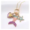 Arts And Crafts 2 Colors Kids Jewelry Mermaid Starfish Pendant Necklace Children Girl Long Chain Necklaces For Girls Gift M3901 Drop Dhcml