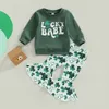 Kleidungssets 1116 Lioraitiin 03 Jahre Baby Mädchen St. Patricks Day 2 Stücke Frühlingsoutfits Langarm Brief Pullover Shamrock Schlaghose 230331