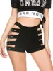 Shorts pour femmes Sexy Femmes Noir Oeillet Boucle Goth Blanc Coupé Pantalon Taille Haute Butin Clubwear Rave Stripper Tenues