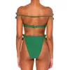 Kvinnors badkläder Solid Color Pleated Design Push Up Swimsuit Sexig Micro Bikini Tvåbit Cut Out Naken Pool Badkläder Ladies Tube Top Beachwear 230331
