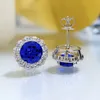 Charm 8mm Sapphire Diamond Stud Orecchino 100% vero argento sterling 925 Promise Wedding Orecchini per le donne Promise Party Jewelry