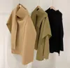 Haute Manteaux Femme عكسها Manteau Fleece Shawl Cape سترة الخفافيش شال سترات عكسها نساء كيب شال غير منتظم 100 ٪ الكاكاو الأسود الخفيف تان الصوف الرأس