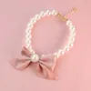 Dog Collars Pet Bow Pearl Collar Cat Jewelry Pendant Princess Necklace Sweet Decorations Puppy Rhinestone Chihuahua Accesories