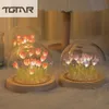 Luci notturne Lampada da notte a tulipano Lampada da comodino fatta a mano fai-da-te con colla Lampada da notte a LED Lampada da tavolo Lampada da tavolo regalo di San Valentino Decorazioni per la camera da letto P230331